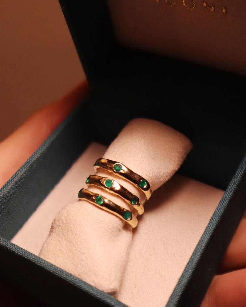 Three Bands Ring with Emeralds