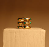 Three Bands Ring with Emeralds